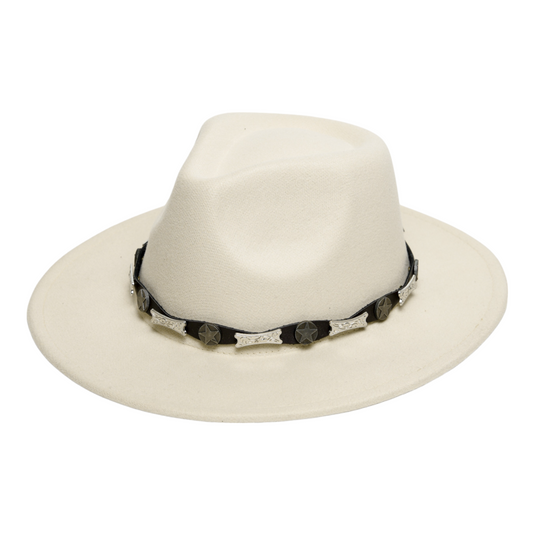 Chokore Cowboy Hat with Buckle Belt (Off White)