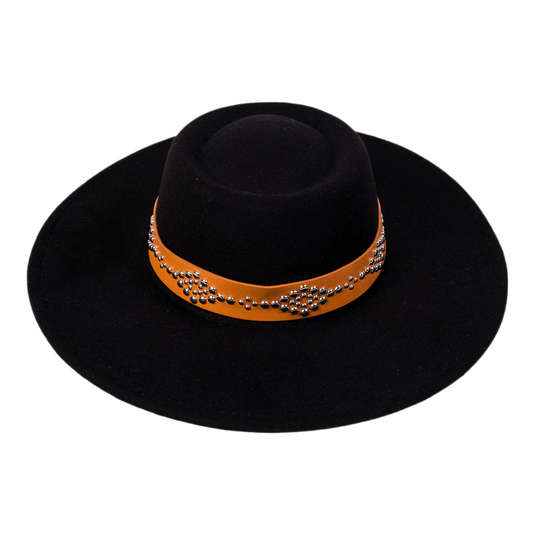 Chokore Rivet Belt Fedora Hat (Black)