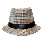 Chokore  Chokore Fedora Hat in Houndstooth Pattern (Light Grey)