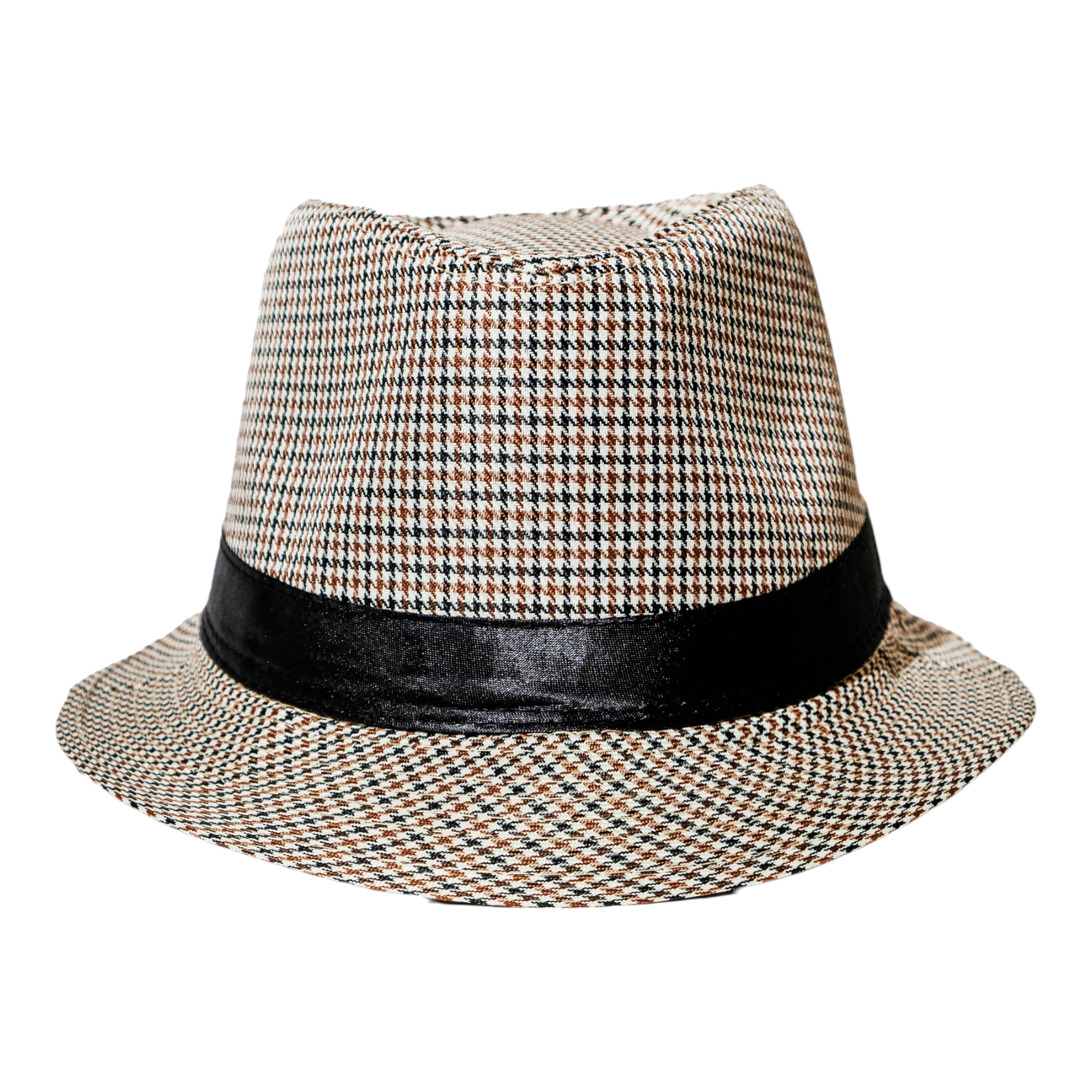 Chokore Fedora Hat in Houndstooth Pattern (Light Grey)