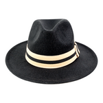 Chokore  Chokore Pinched Crown Fedora Hat with Elastic Band (Black)