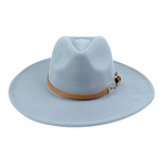 Chokore  Chokore Fedora Hat with PU Leather Belt and Buckle (Light Gray)