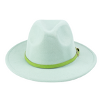 Chokore  Chokore Fedora Hat with Green PU Leather Belt (Light Green)