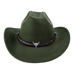 Chokore Chokore Cowboy Hat with Shell Belt (White) Chokore American Cowhead Cowboy Hat (Forest Green)