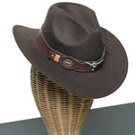 Chokore Chokore PU Leather Cowboy Hat (Chocolate Brown) Chokore Pinched Cowboy Hat with Ox head Belt (Chocolate Brown)