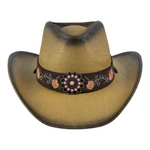 Chokore  Chokore Embroidered Straw Cowboy Hat with Windproof Rope (Khaki)