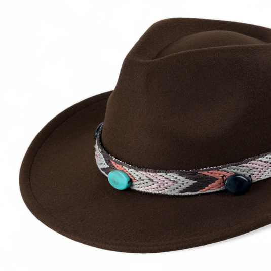 Chokore Cowboy Hat with Multicolor Band (Chocolate Brown)