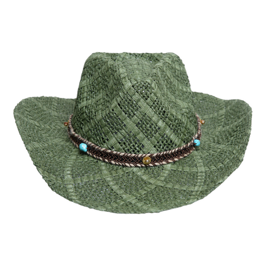 Chokore Handcrafted Straw Cowboy Hat (Green)