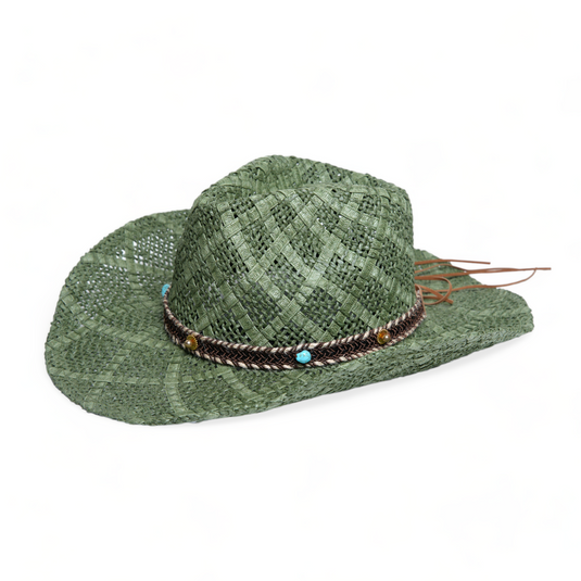 Chokore Handcrafted Straw Cowboy Hat (Green)