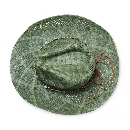 Chokore Handcrafted Straw Cowboy Hat (Green)