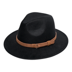 Chokore  Chokore Pinched Fedora Hat with PU Leather Belt (Black)