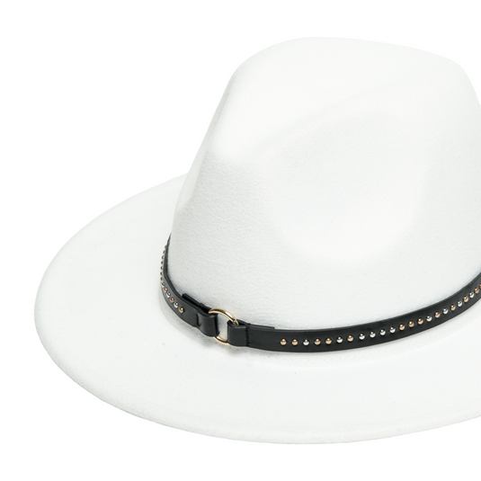 Chokore Fedora Hat with Belt Band (White)