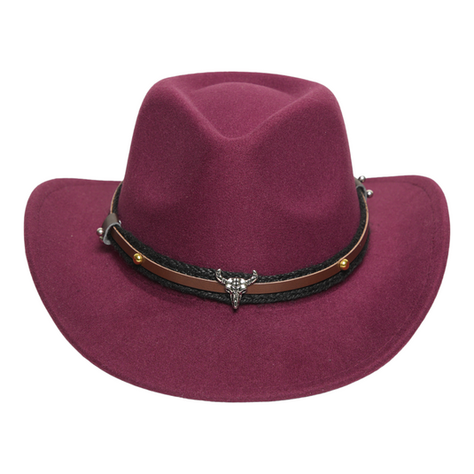 Chokore American Cowhead Fedora Hat (Burgundy)