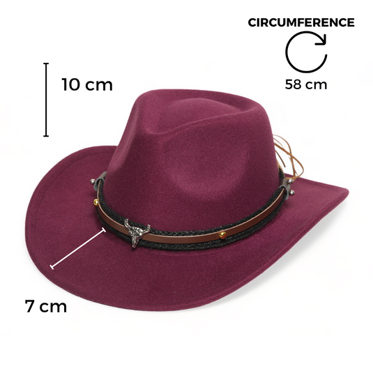 Chokore American Cowhead Fedora Hat (Burgundy)