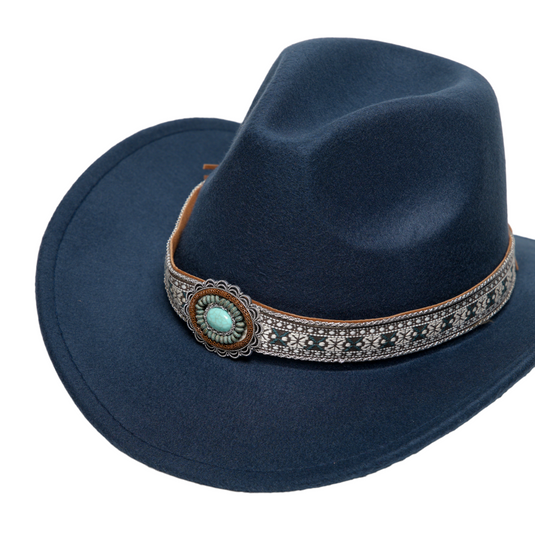 Chokore Ethnic Tibetan Cowboy Hat (Navy Blue)