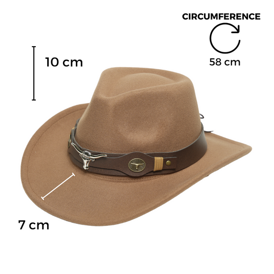 Chokore cowboy hat with Ox head belt (khaki)