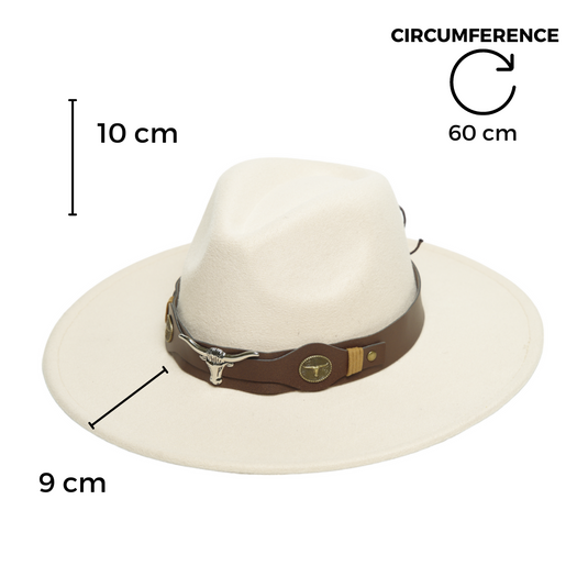 Chokore fedora hat with Ox head belt (Off White)