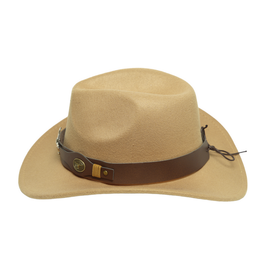 Chokore Cowboy Hat with Ox Head Belt (Beige)