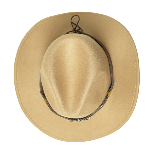 Chokore Cowboy Hat with Ox Head Belt (Beige)