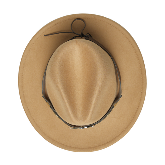 Chokore Fedora Hat with Ox Head Belt (Light Brown)