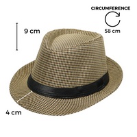 Chokore Chokore Fedora Hat in Houndstooth Pattern (Khaki)