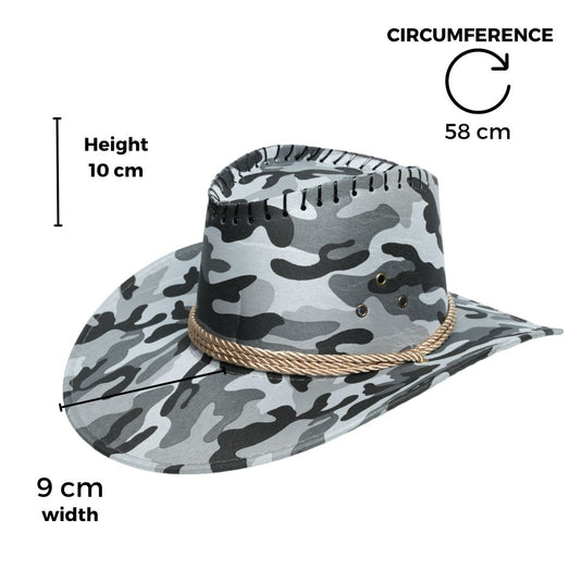 Chokore Camouflage Sunshade Straw Cowboy Hat (Black & White)