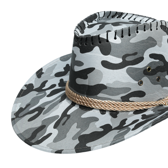 Chokore Camouflage Sunshade Straw Cowboy Hat (Black & White)