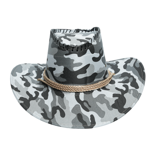 Chokore Camouflage Sunshade Straw Cowboy Hat (Black & White)
