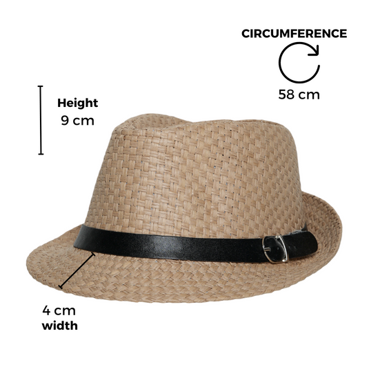 Chokore Basket Weave Straw Fedora Hat (Beige)