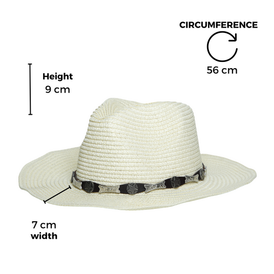 Chokore Summer Straw Hat with Buckle Belt (Off White)