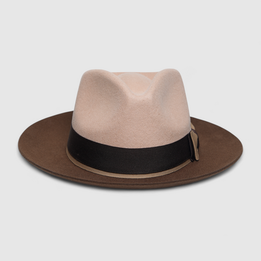 Chokore Urban Glam Fedora Hat with Bowtie Detail (Beige)