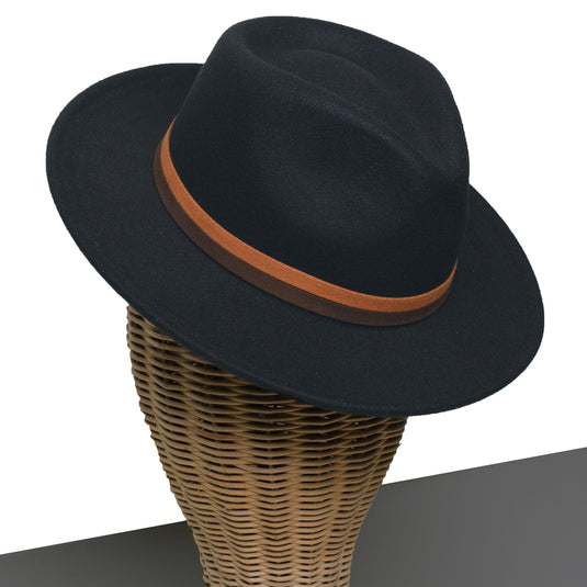 Chokore Fedora Hat with Dual Tone Band (Black)