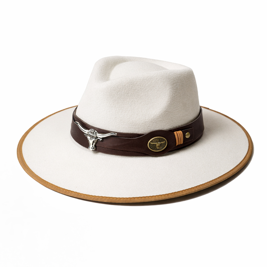 Chokore White Fedora Hat with Flat Brim
