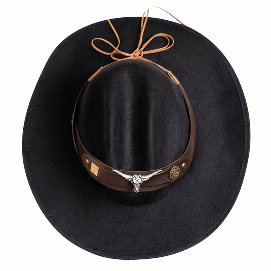 Chokore Black Cowboy Hat with with Ox head Belt