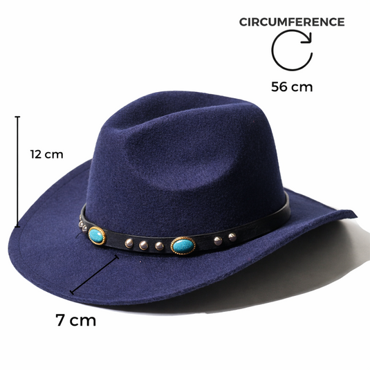 Chokore Cowboy Hat with Rhinestone Belt(Navy)