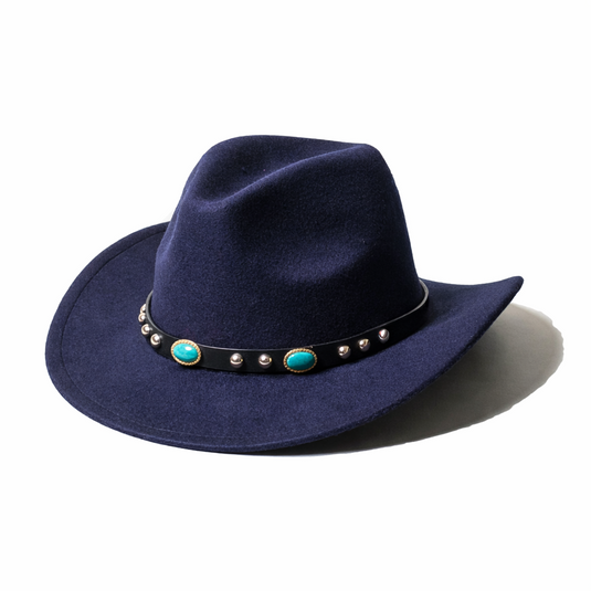 Chokore Cowboy Hat with Rhinestone Belt(Navy)