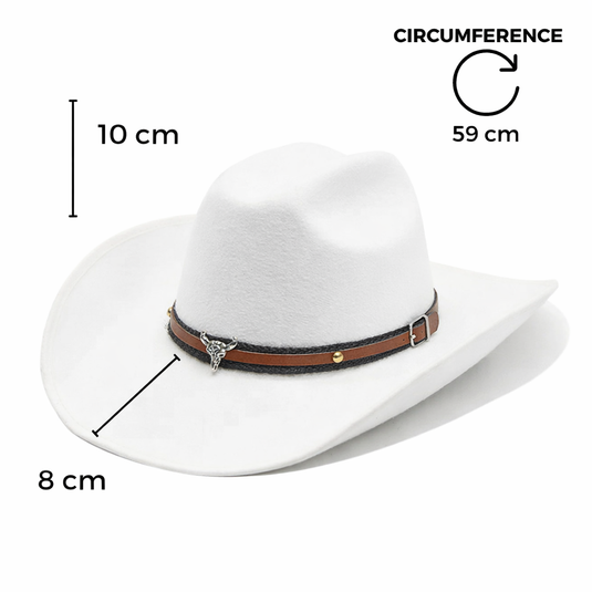Chokore Cowboy Hat with Cowhead Belt (White)