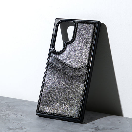 Chokore Simple Leather Cover with Double Card Pocket (Black) for Samsung