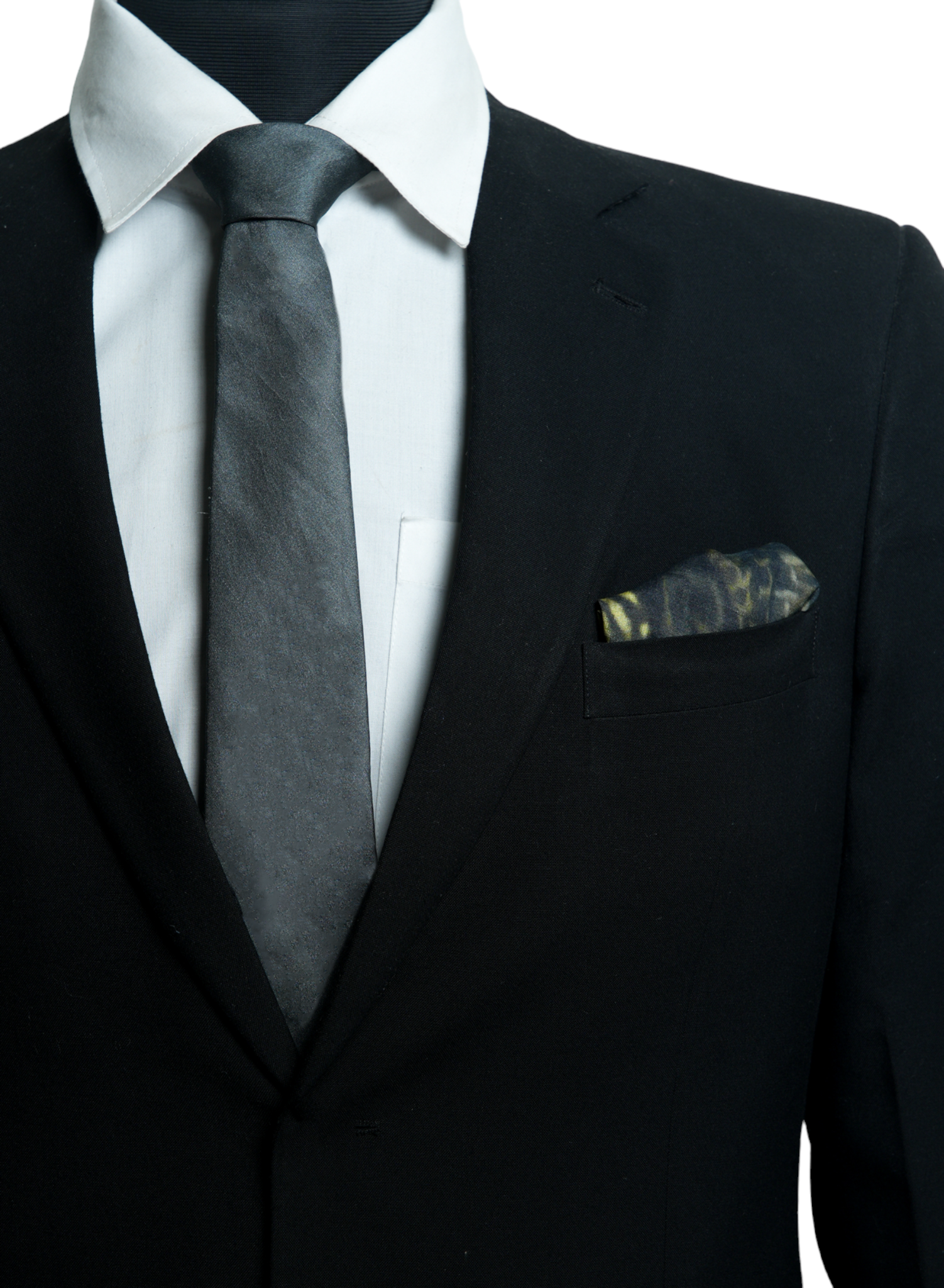 Chokore The Eagle Has Landed - Pocket Square & Dark Grey color silk tie for men