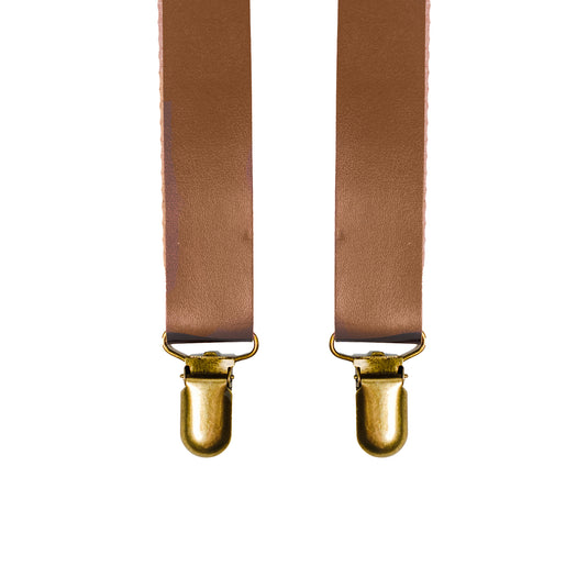 Chokore Y-shaped PU Leather Suspenders with Finger Clips (Light Brown)