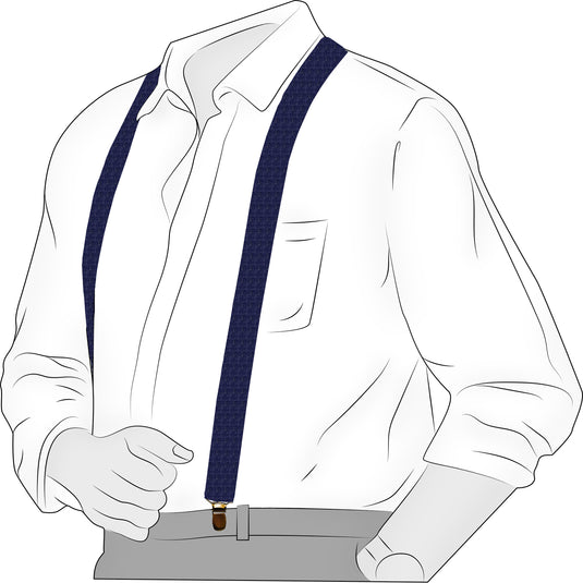 Chokore Y-shaped Elastic Denim Suspenders, 3 Clips (Navy Blue)