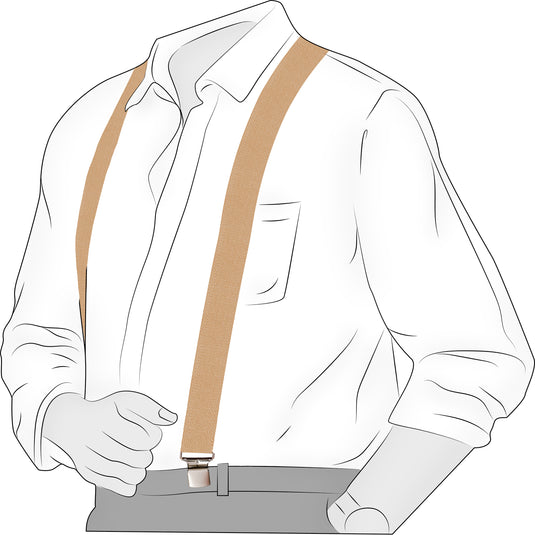 Chokore X-shaped Elastic Suspenders with Metal Clips (Beige)