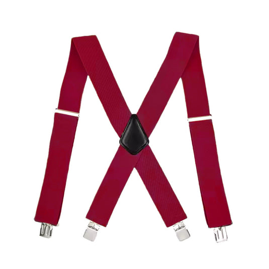 Chokore X-shaped Suspenders, 4 Clips (Red)