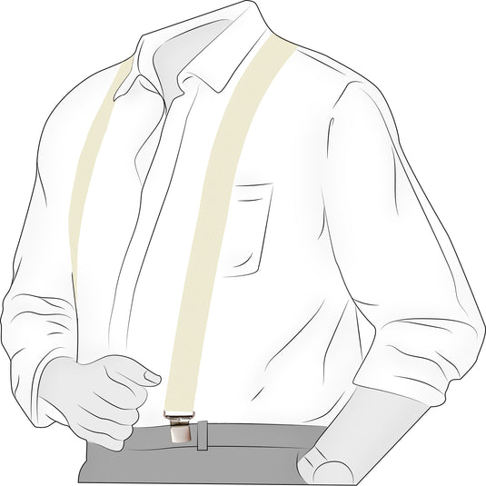 Chokore X-shaped Suspenders, 4 Clips (Cream)
