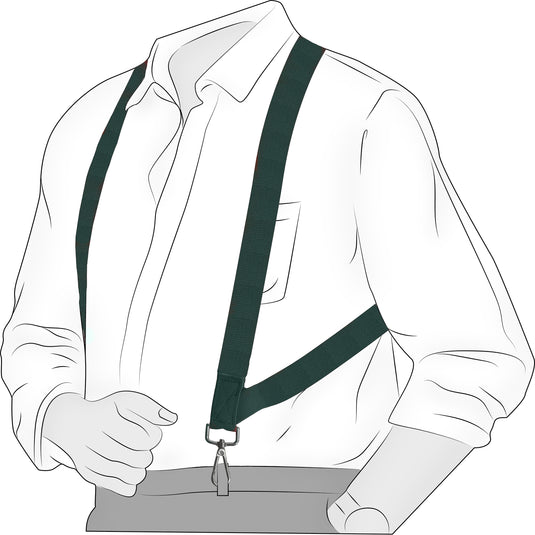 Chokore X-shaped Snap Hook Suspenders, 2 Clips (Dark Green)