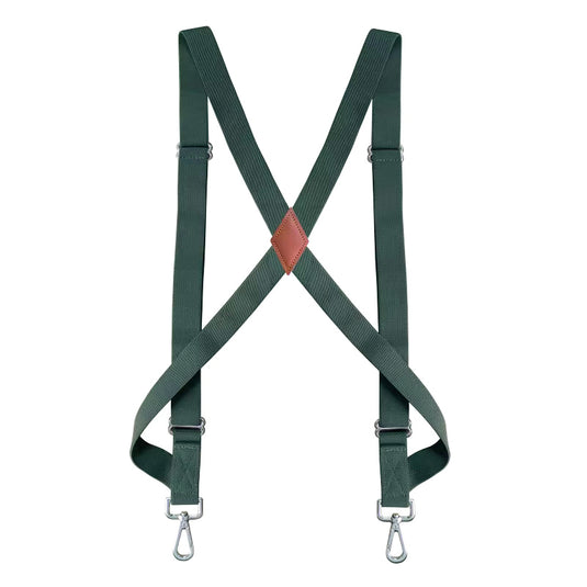 Chokore X-shaped Snap Hook Suspenders, 2 Clips (Dark Green)