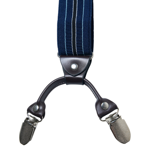 Chokore Y-shaped Suspenders, 6 Clips (Blue & Black)