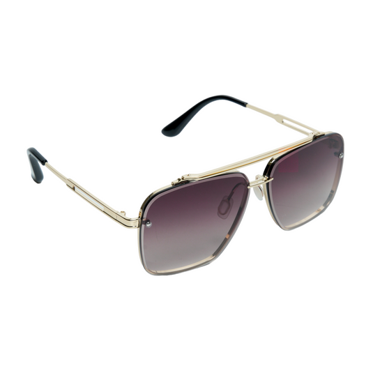 Chokore Double Bridge Alloy Frame Aviator Sunglasses (Dark Brown)