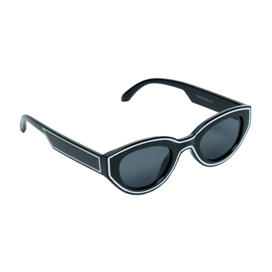 Chokore Chokore Vintage Cat-Eye Oversized Sunglasses (Black with White Outline)