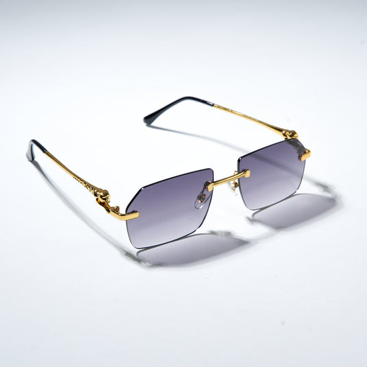 Chokore Rimless Metal Leopard Sunglasses (Black & Gold)